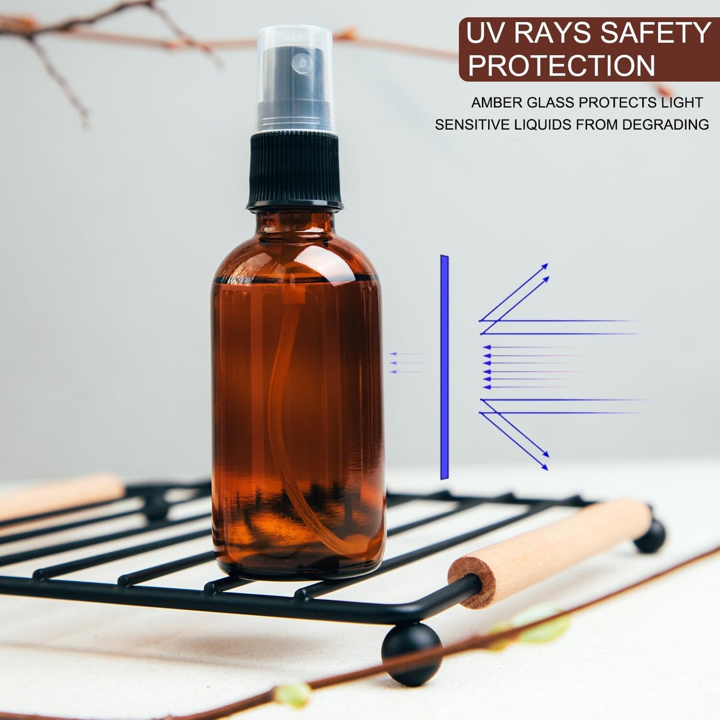 4 oz Amber Glass Spray Bottles - Small Empty Fine Mist Spray Bottle for Essential Oil,Face - Mini Dark Spray Bottles with,Included 6 Sprinkler, 1Funnels,1 Droppers, 4 Labels