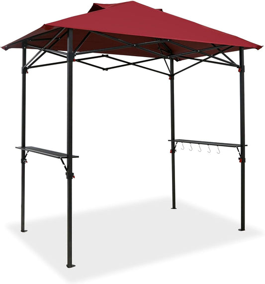 COOS BAY 8x5 Pop up Grill Gazebo Portable BBQ Gazebo Canopy Tent with Carry Bag, Outdoor Barbeque Shelter, Red