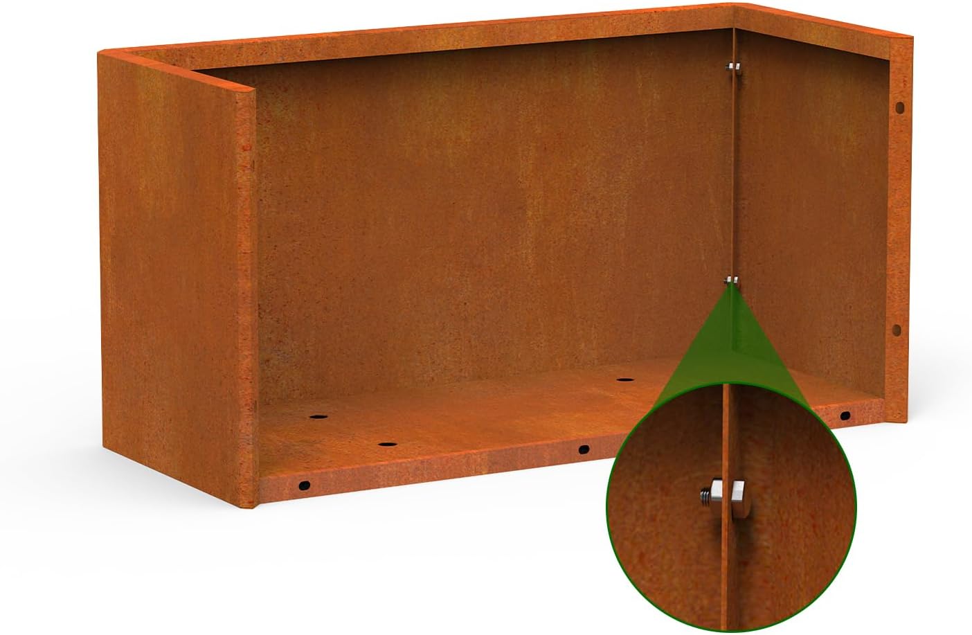 Metal Planter Box - 25x11x13H Inch, Co rten Steel Planter for Patio, Garden, Porch - Brown