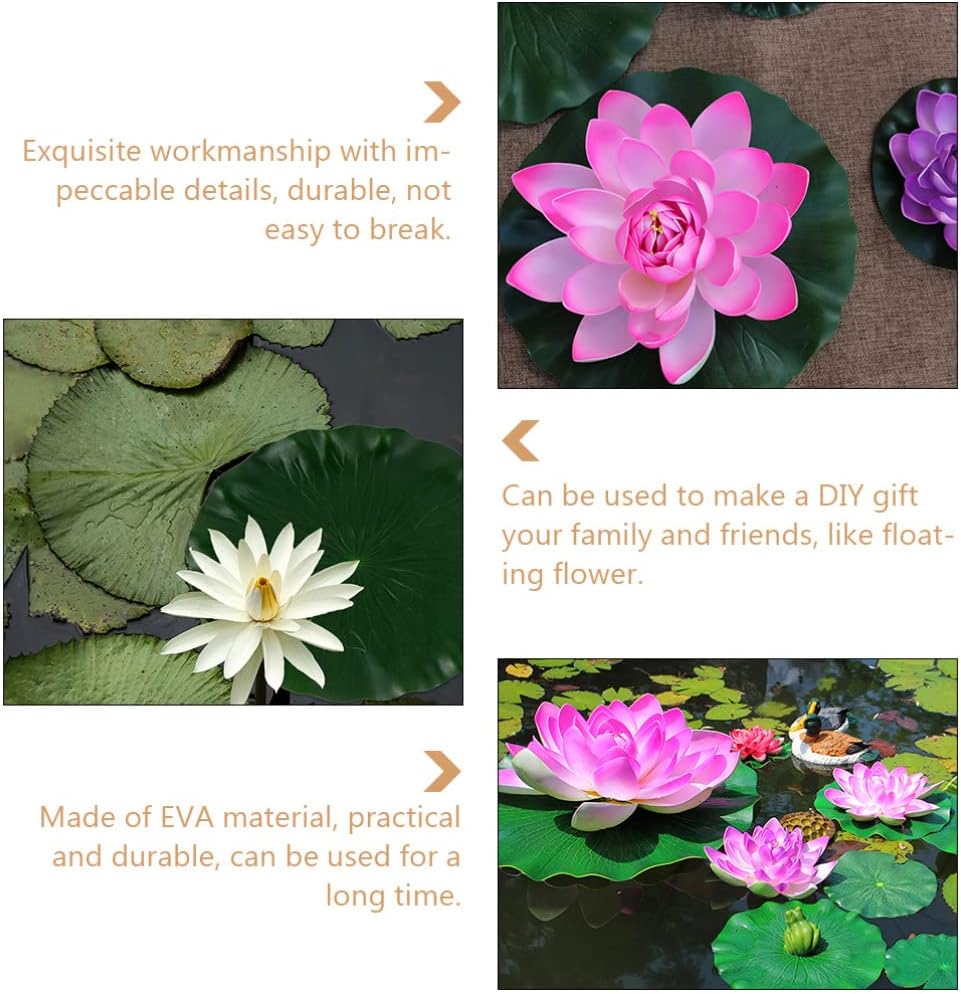 DOITOOL 3 Pcs Artificial Floating Foam Lotus Leaves 15.7 Inch Artificial Water Lily Pads Ornaments for Patio Fish Pond Pool Aquarium Decor, Green