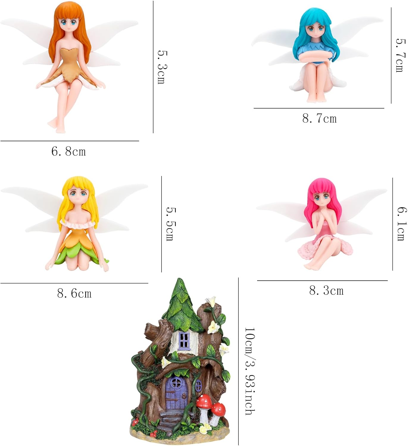 ONEST 8 Pieces Miniature Fairy Garden Accessories Small Fairy Figurines Hand Painted Fairies Figures for Car Decor Garden Flower Pot Birthday Cake Topper