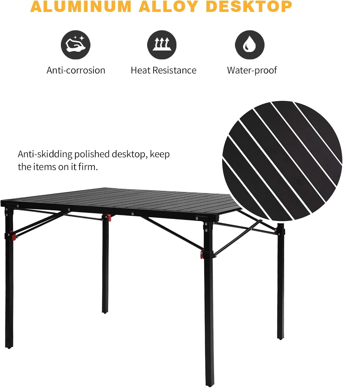 KingCamp Lightweight Compact Folding Camping Table,Stable Aluminum Alloy Folding Roll up Table for 4-6 Person for Picnic, Camping, Barbecue and Party,Portable Multifunctional Table with Carry Bag