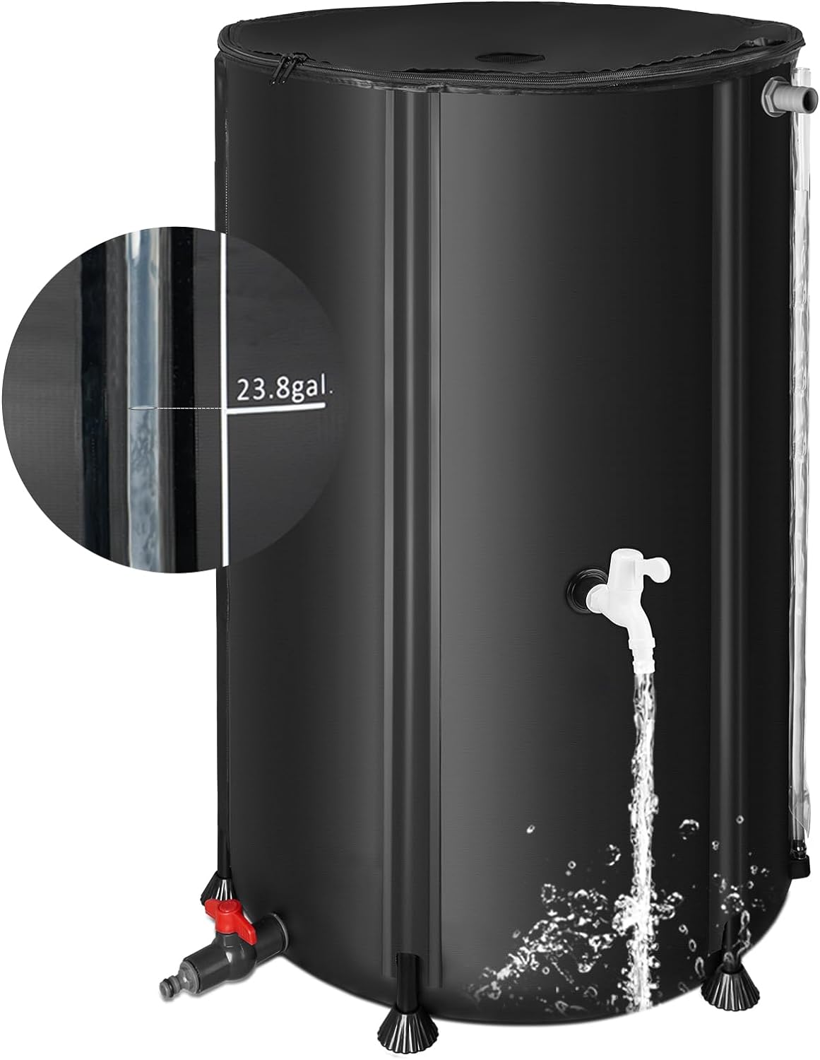 Rain Barrels to Collect Rainwater from Gutter - Rain Collection Barrel Water Barrel Rainwater Collection System Collapsible Rain Barrel Include Filter Two Spigots and Overflow Kit (100 Gallon, Black)