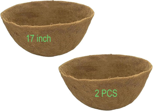 2 PCS 17 Inch x 11 Inch Coco Liners for Planters,Round Basket Shaped Coconut Fiber Replacement Liners