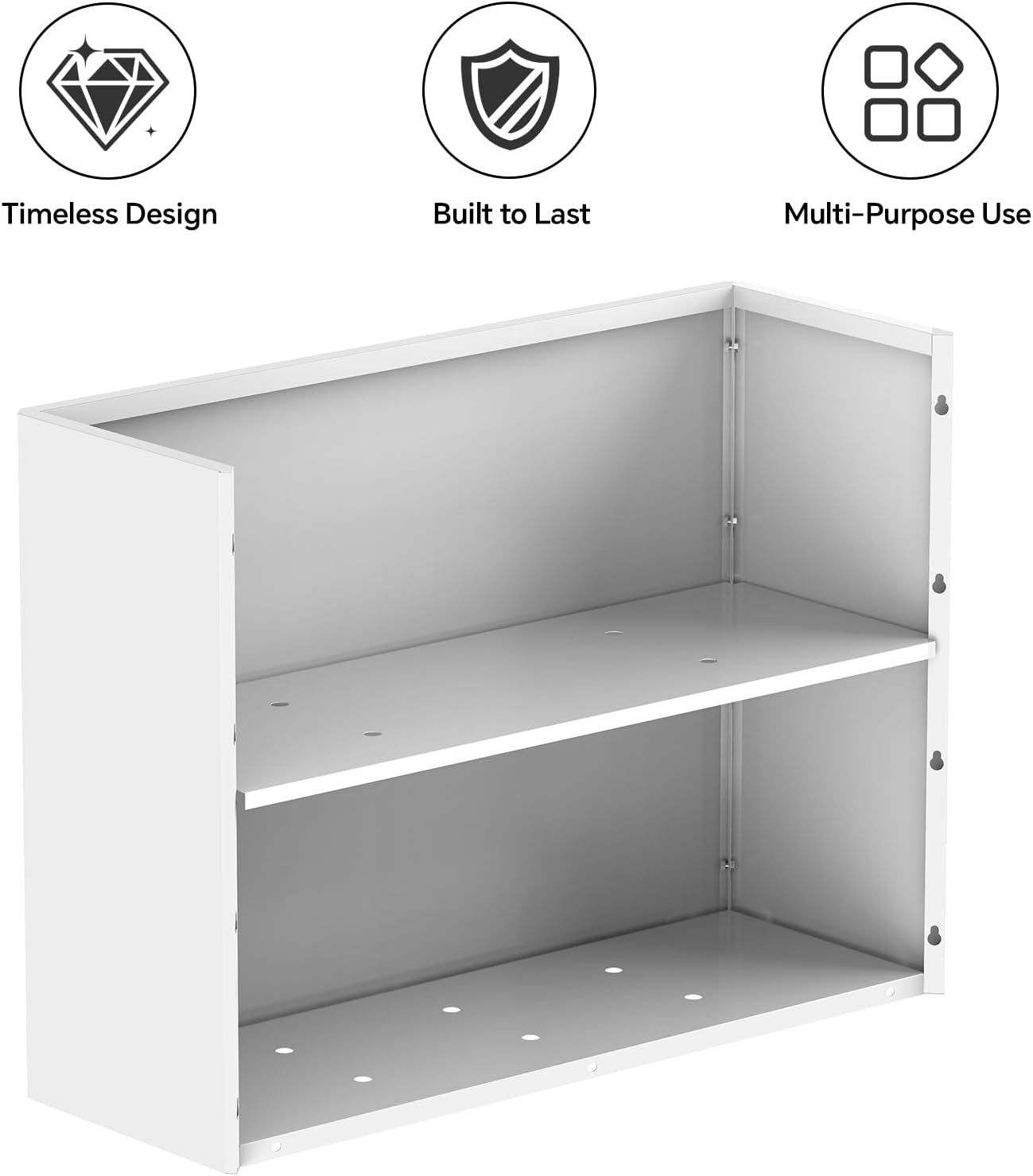 Heavy-Duty Galvanized Steel Planter with Removable Insert Shelf & 4 Drainage Holes - 32x12x24 Inches Large Size Outdoor/Indoor Garden Pot, White