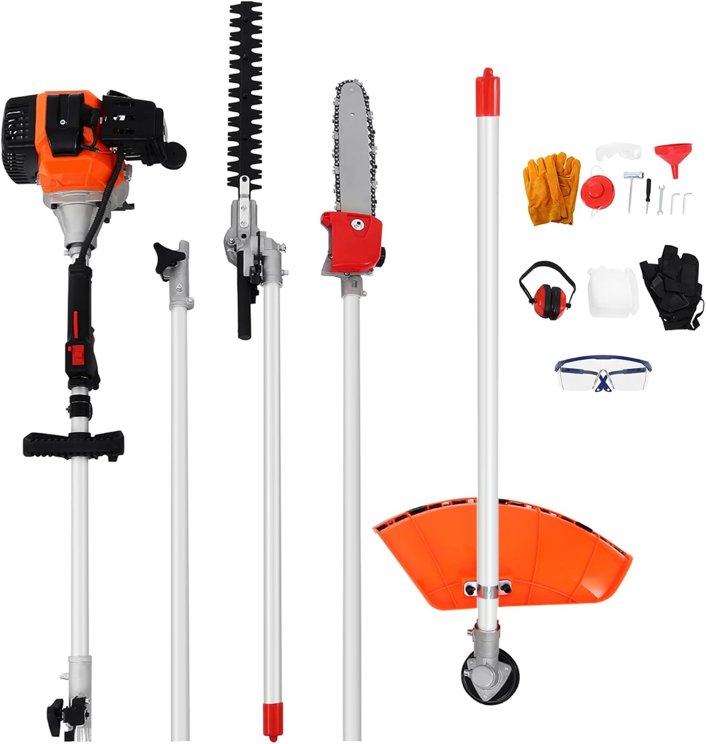 Samger 52cc 2 Cycle Gas Hedge Trimmer, 5 in 1 Garden Hedge Trimmer Combo, Gas Powered Trimmer with Extension Pole, Multifunctional Garden Trimming Tools