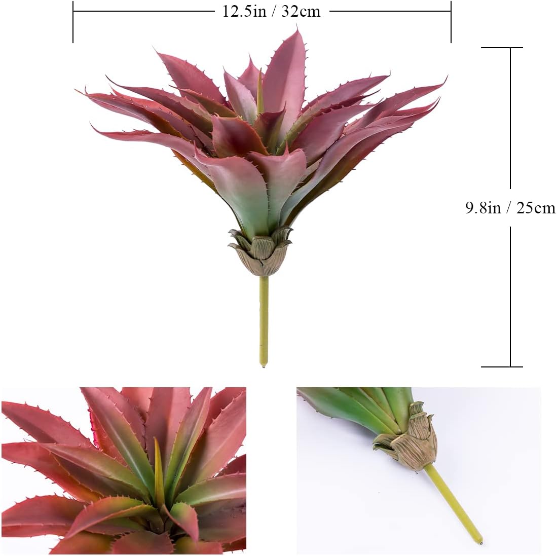 Veryhome Succulents Plants Artificial Aloe Plant, 12.5Inch Large Faux Succulents Unpotted, Premium Crafting DIY Greenery Decor for Indoor & Outdoor(4Pcs-Red)