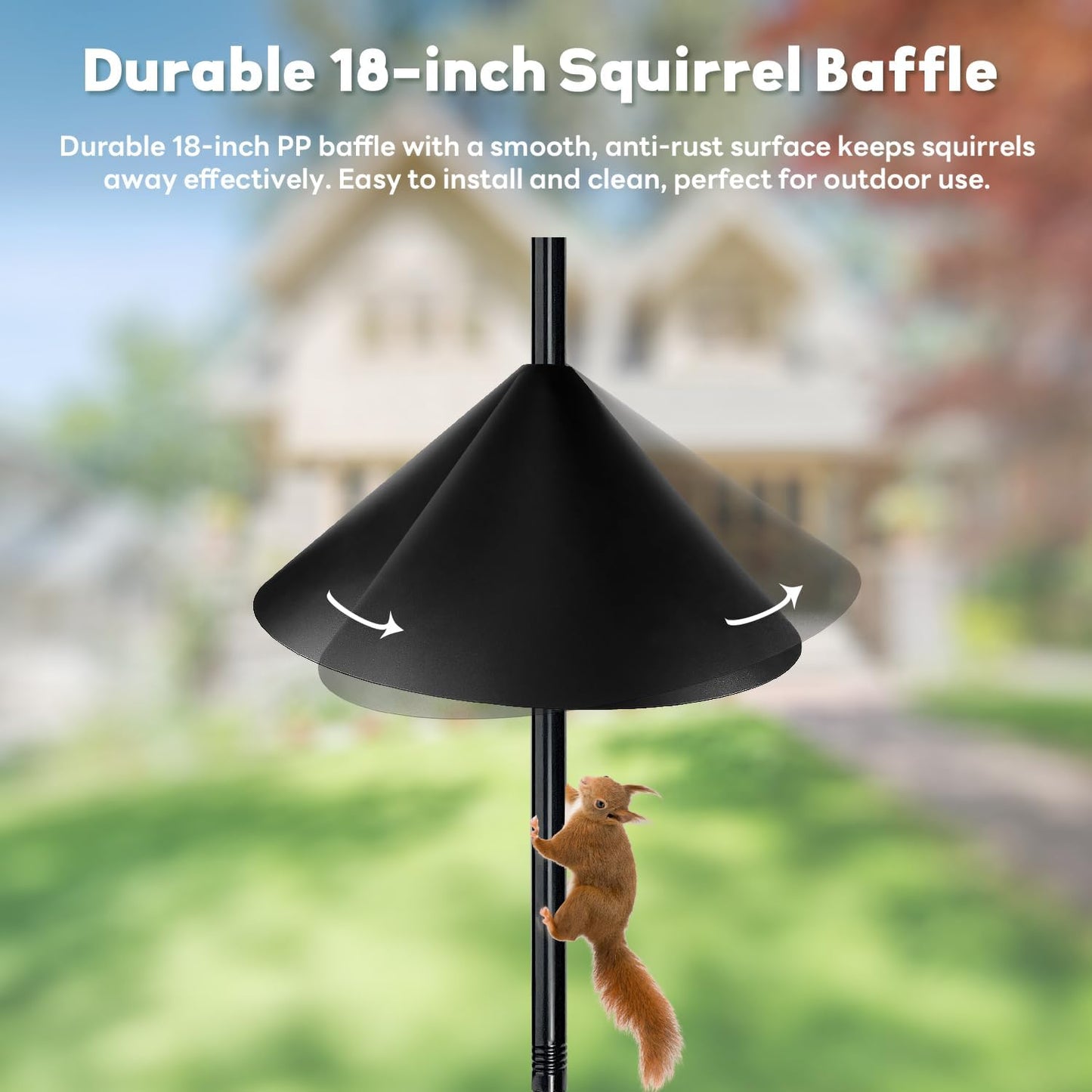 Bird Feeder Pole for Outdoors, 74.5 Inch Tall with 1-Inch Heavy Duty Steel Tube, 18 Inch Squirrel Baffle, 5-Prong Base, Adjustable Feeding Station for Bird feeders for Outdoors birdbath