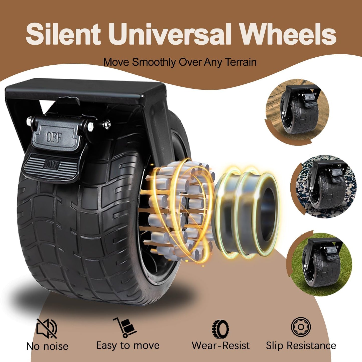 Collapsible Beach Wagon Cart with Big Wheels, 440LBS Upgrade Large Capacity Folding Wagon, Foldable Grocery Cart with Side Pocket and Brakes, Ideal for Sand Camping Outdoor Garden Sports, Black