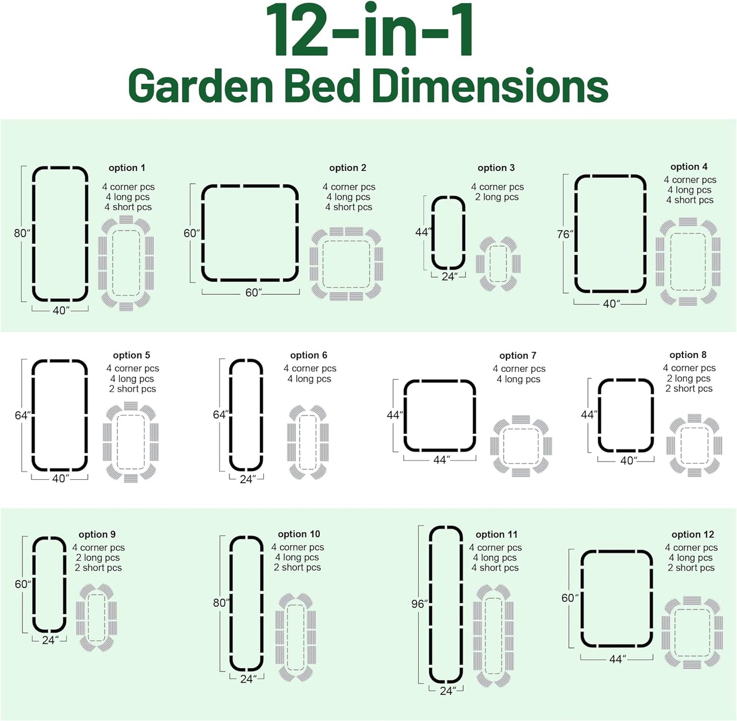 OLLE Galvanized Raised Garden Beds, 12-in-1 Metal Outdoor Plant Boxes for Vegetables, Cobalt Blue 17" Tall