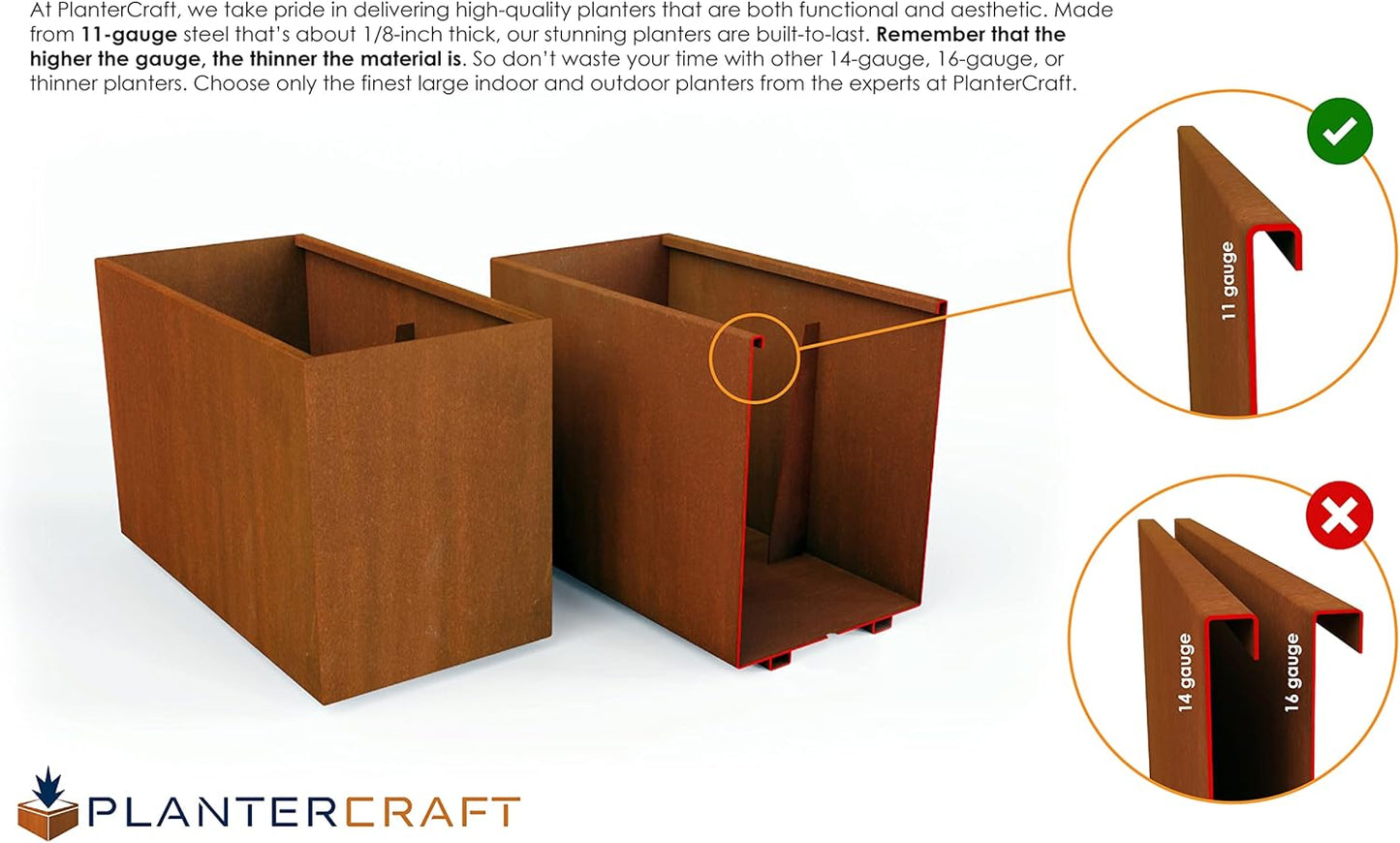 Extra Large Outdoor Planter – 4 FT Long x 42 in Tall Corten Steel Planter | The Ultimate Metal Privacy Screen | Heavy Duty, Made in USA