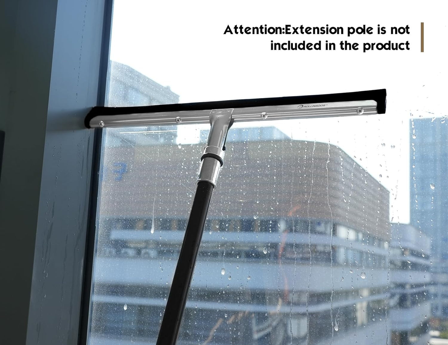 ROLLINGDOG 17.5" Foam Floor Squeegee with Dual EDPM Blades Attachable Extension Pole for Window,Floors and Tile Cleaning