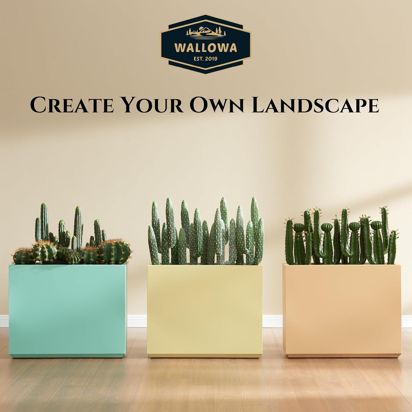 Metallic Heavy Outdoor Span Planter Box, Long and Tall Divider Planters, Flower Pot, Plant Container 30Lx10Wx24H, Bright Yellow, No Assemble and Seamless 30.8 Pounds