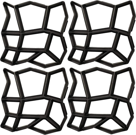 Walk Path Maker, Pathmate Stone Mold Paving Pavement Concrete Molds Stepping Stone Paver Walk Way Cement Molds for Patio, Lawn & Garden(4 Packs 13 x 13 x 1.4 inch)