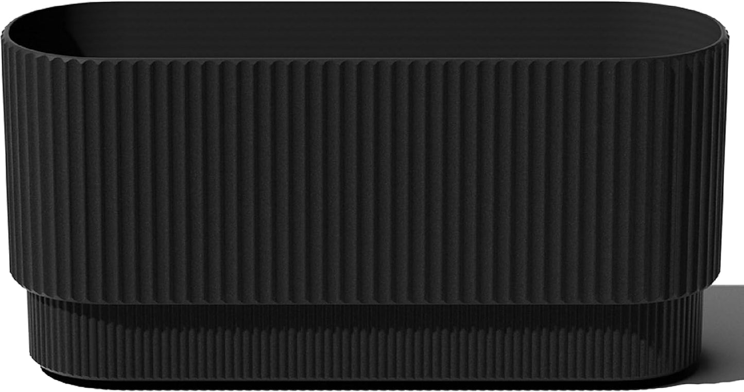 Veradek Demi Series Long Planter for Porch, Patio, Backyard | Durable Plastic-Concrete Material | Modern Décor for Shrubs, Flowers