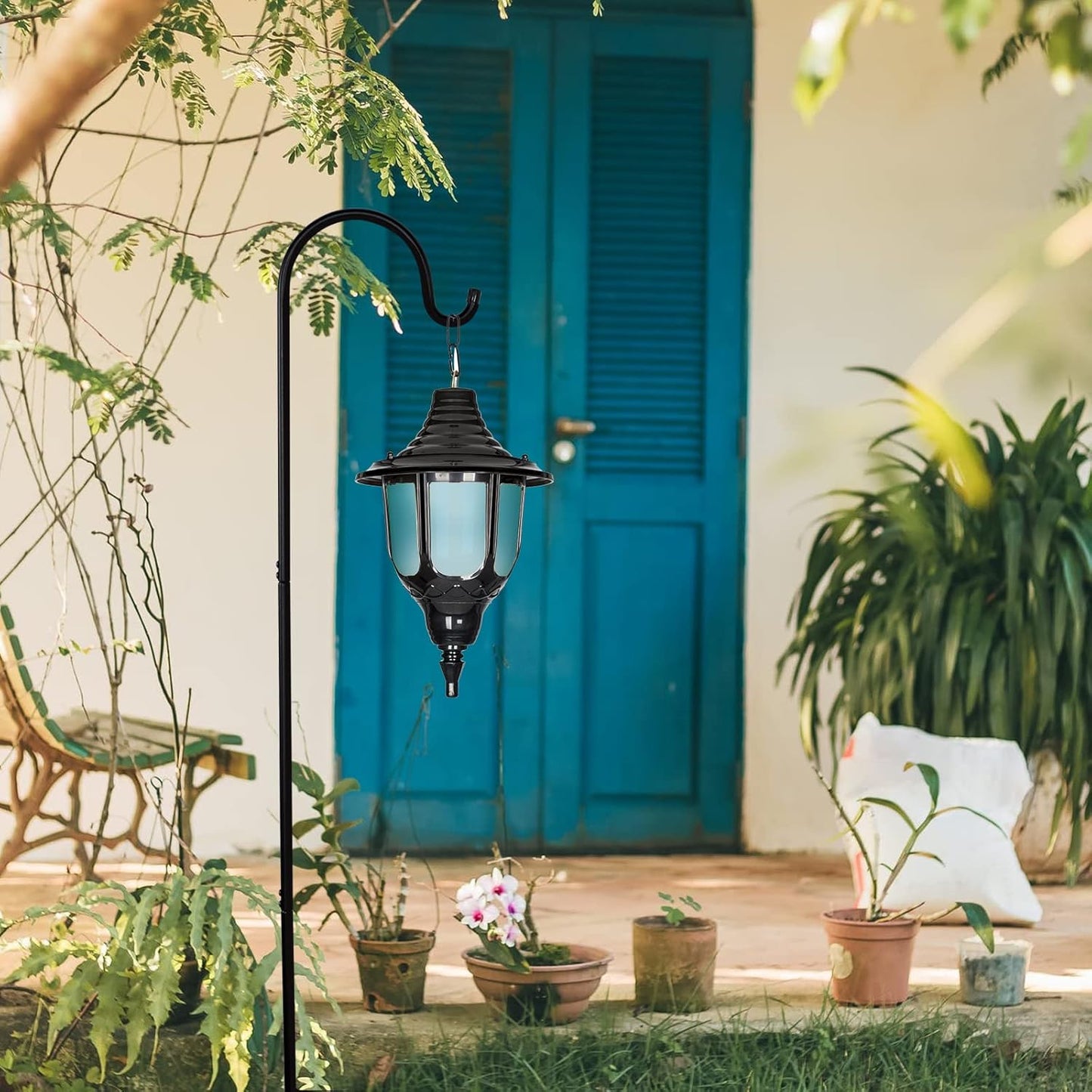 GOFORWILD Shepherd Hook 4 Pack Adjustable, 49 inches Tall, Made of Premium Metal for Garden Decor, Plant Hanger, Lantern Hook, Solar Light Hanging, 7014