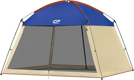 CAMPROS CP Screen House Room with 1 Side Wind/Sun Panel Canopy Tent Camping Tent Screen Shelter Gazebos for Patios Outdoor Camping Activities, 12'X12'X92in(H) - Blue