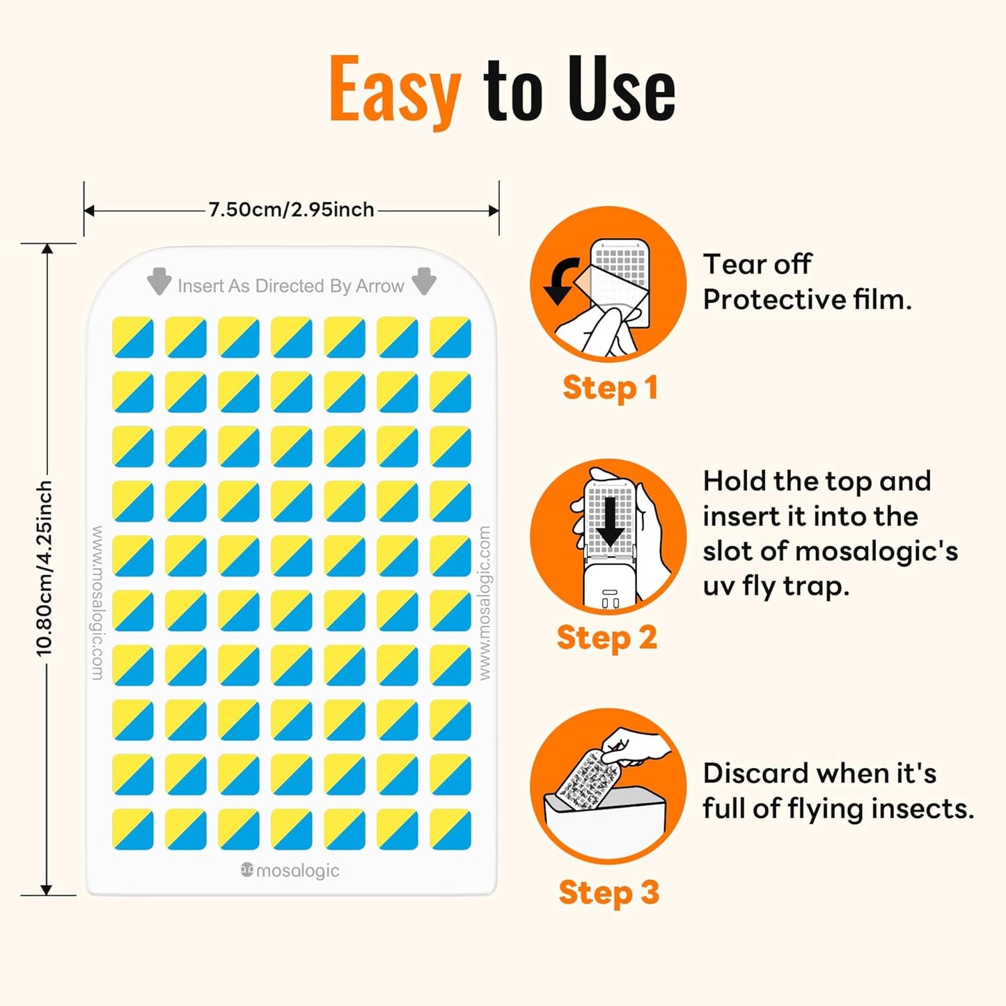 Mosalogic Sticky Card Plug Refill Replacement Glue Cards for Flying Insect Trap Indoor-10pack (No Device)