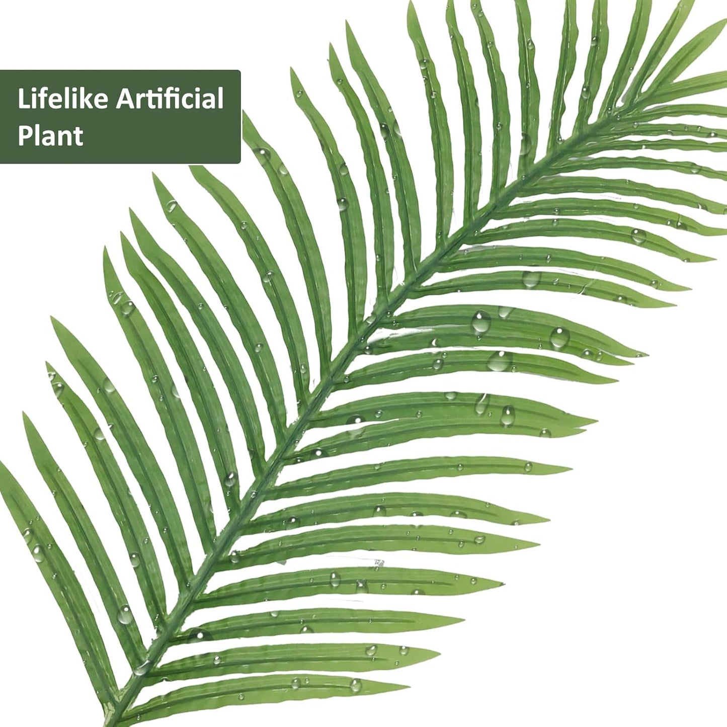 Artificial Fake Palm Tree 7FT 1Pack with White Planter & Free Moss, UV Resistant Artificial Palm Tree for Outdoors, Fake Plants for Poolside Home Room Decor, Faux Plants Outdoor Decor