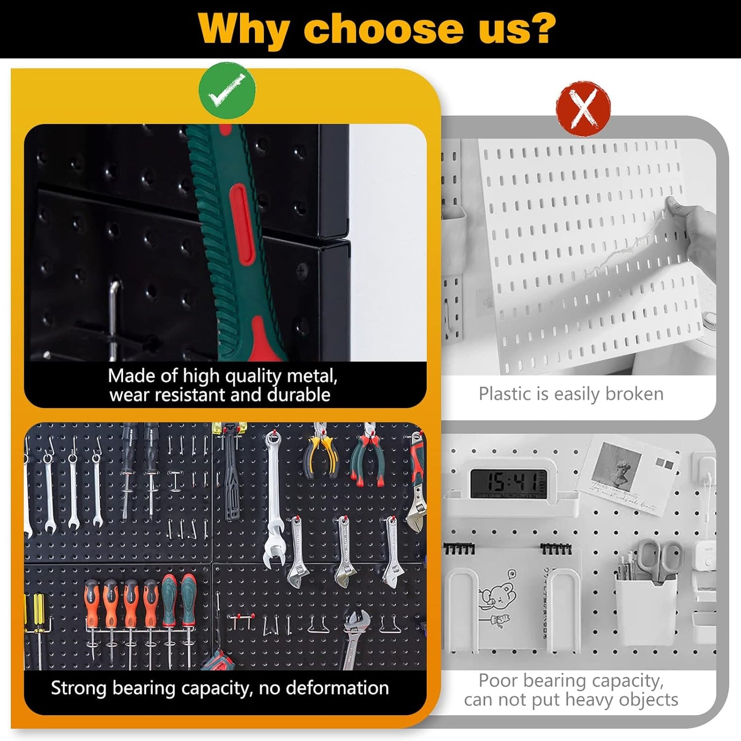 Ultrawall 2 Pcs Metal Pegboard Wall Panels, Peg Boards for Garage Tool Storage