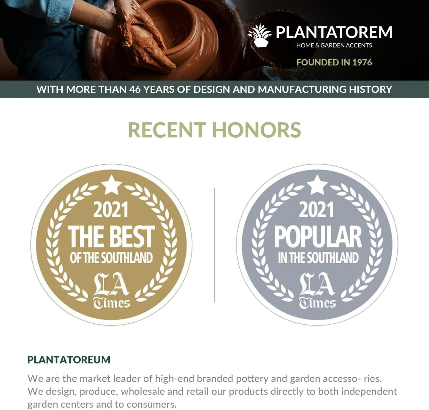 Mid Modern Planter with Detached Saucer (Ivory Clay,12.0" D x 10.5" H)