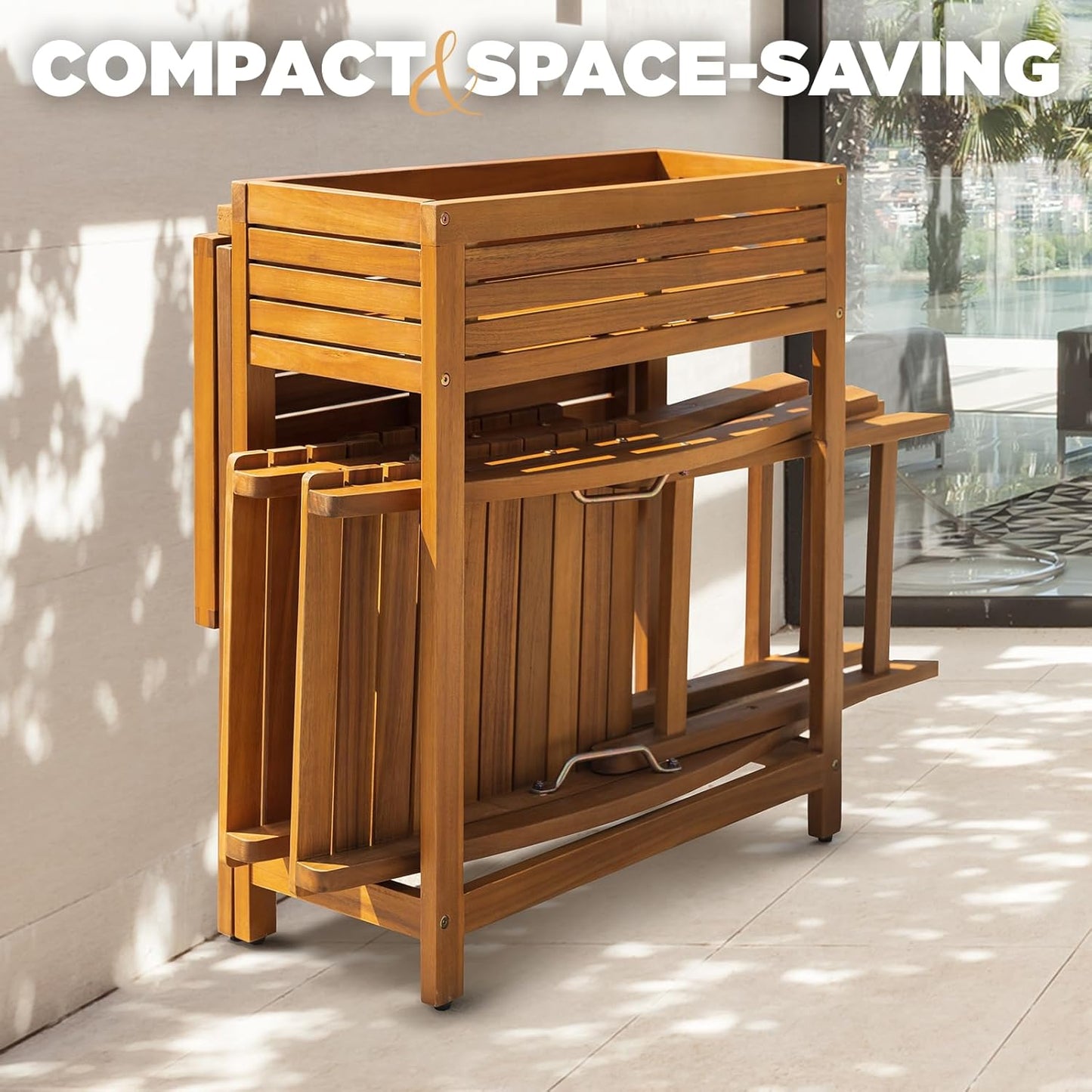 IDZO Flower Shelf Table Design Heavy Duty 400lbs Capacity Patio Bistro Set 3 Piece Outdoor