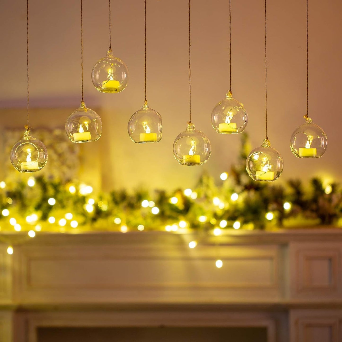 Sziqiqi 3.15" Glass Globes Glass Bulbs Hanging Tea Light Holder Terrarium Container Wedding Centerpiece Backyard Decoration Christmas Ornaments 20pcs+4 Extra