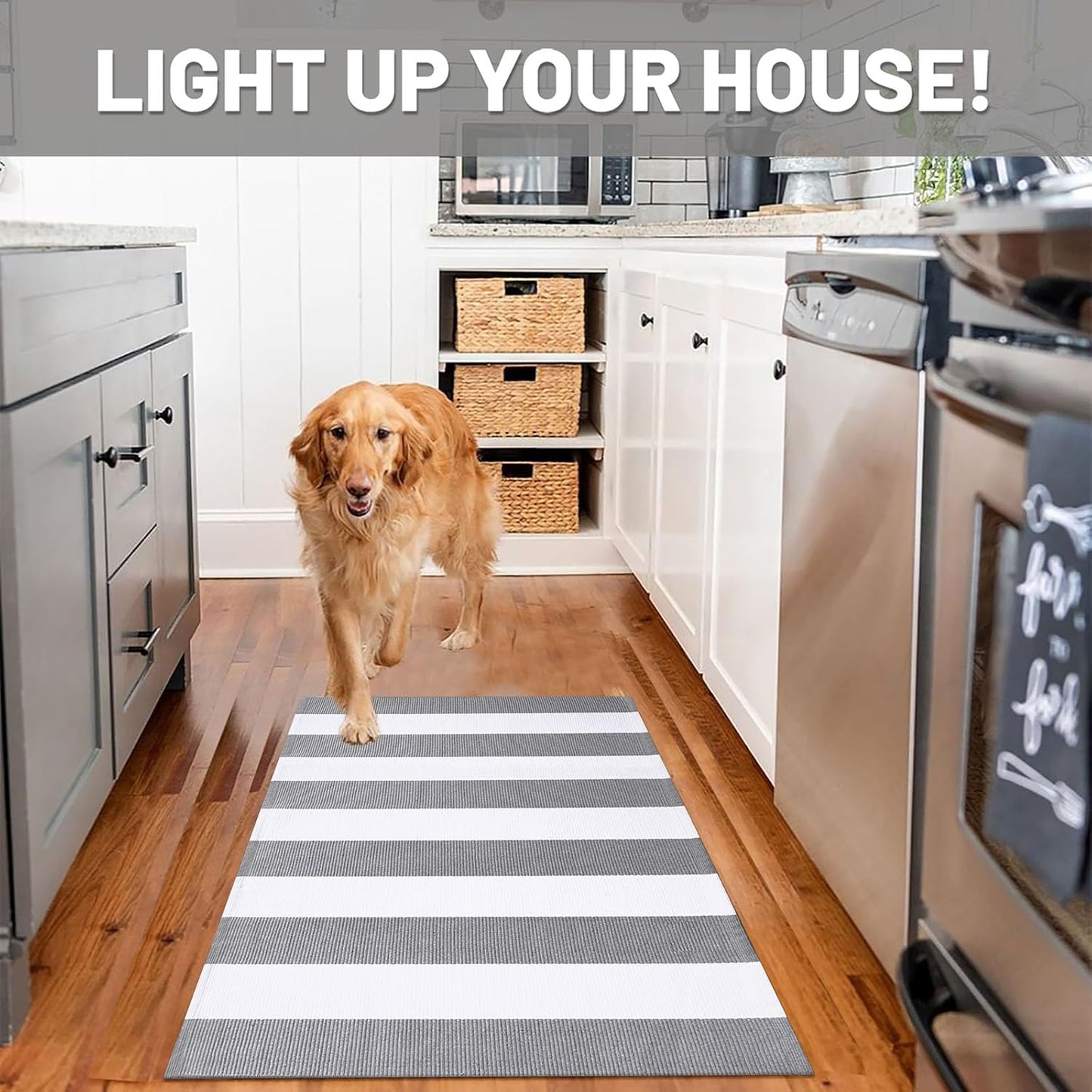 IOHOUZE Grey White Striped Rug -27.5" X 43" Front Door Mats Outdoor,Washable Rug for Front Porch Decor,Spring Summer Welcome Mats Outdoor Indoor, Doormat for Farmhouse/Entryway/Home Entrance