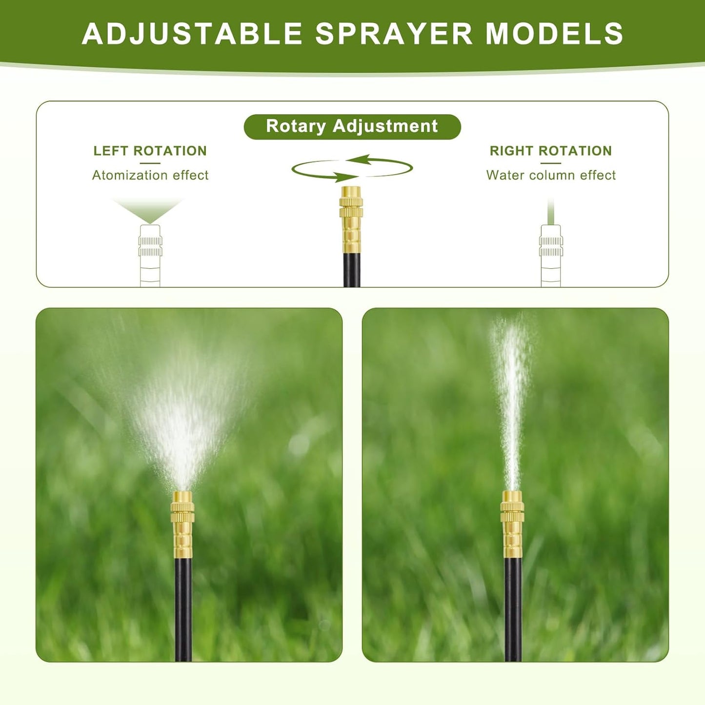 Automatic Drip Irrigation Kit - 50FT with Tool-Free Quick Connectors, 15 Copper Atomizing Nozzles & 360° Bendable Spray for Garden, Greenhouse, Lawn, Plants