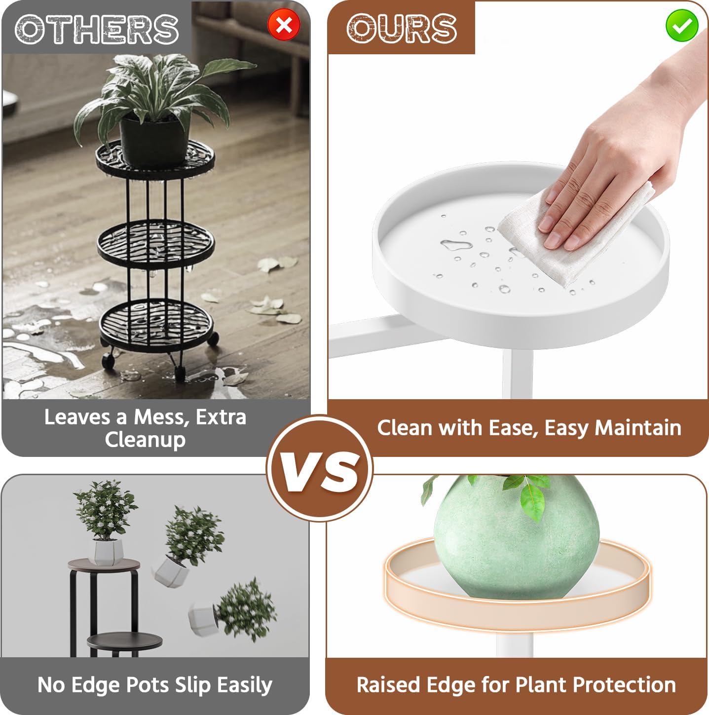 LASZOLA White 4 Tier Plant Stand Indoor Heavy Duty Rack for Modern House Planter, Metal and Wooden Vertical Organizer Decor Narrow Bathroom Floor, Sturdy Multi Level Flower Holder Raised, Cat Proof