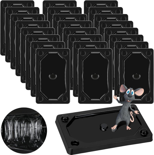 Qualirey 24 Pieces Mouse and Insect Glue Traps Baited Sticky Plastic Boards for House Rodents Heavier Adhesive Traps with Nontoxic Glue for Insects, Ready to Use, Pet Children Safe