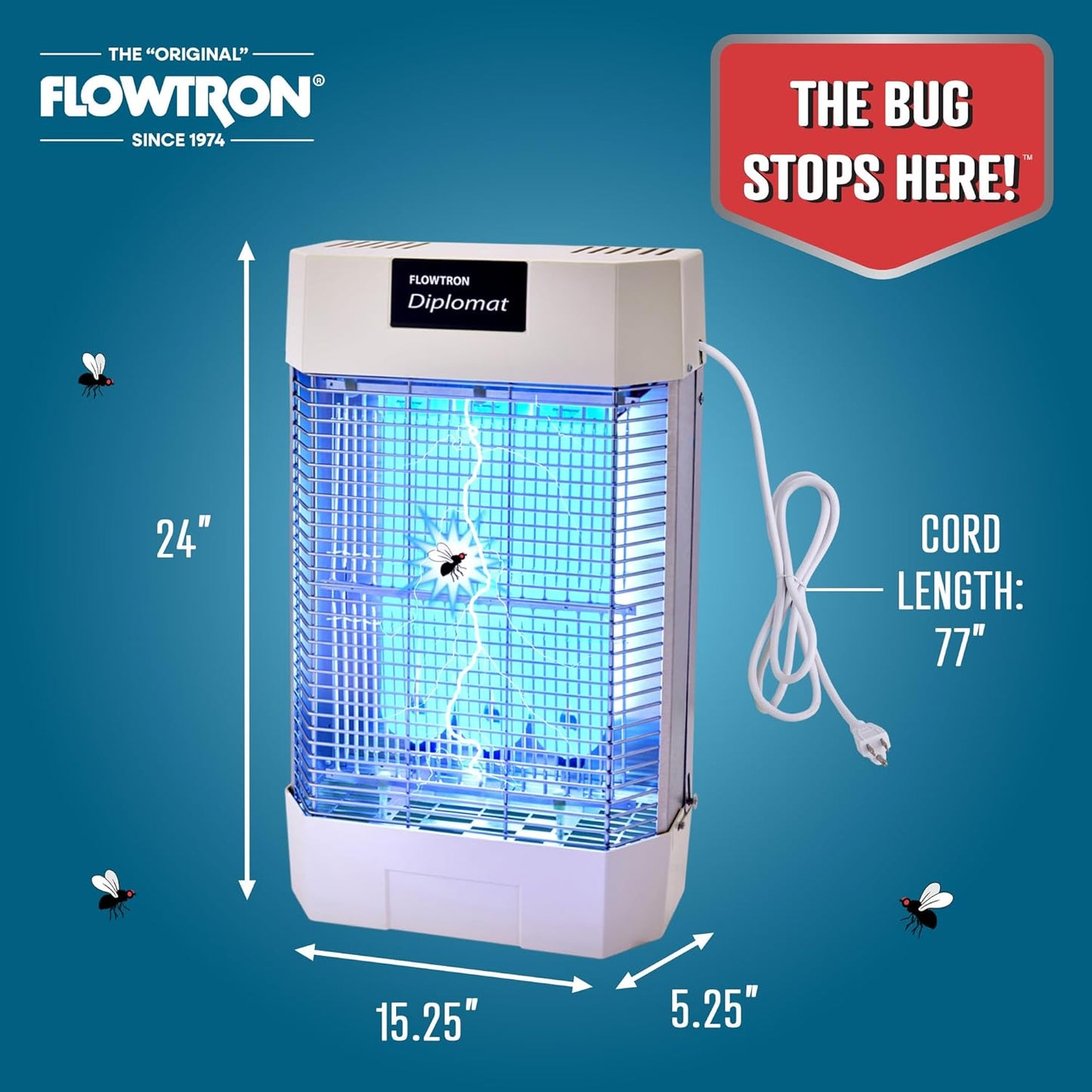 Flowtron Indoor Bug Zapper | Electric Fly & Insect Killer with 120W UV Light, Pheromone Lure Attractant, Shock Kill Grid & Reflector Panels | 2000 Sq Ft for Kitchen, Restaurant & Barn, UL Certified