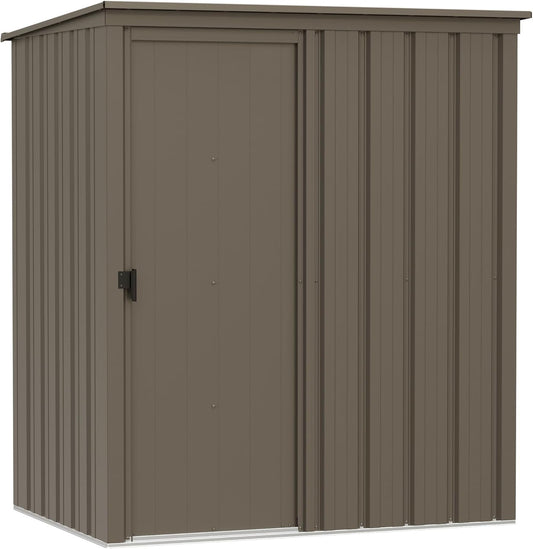 Cover It 5' x 3' Galvanized Steel Outdoor Storage Shed with Pent Roof and Lockable Sliding Doors, Weather-Resistant Steel Storage Shed for Backyards, Tan