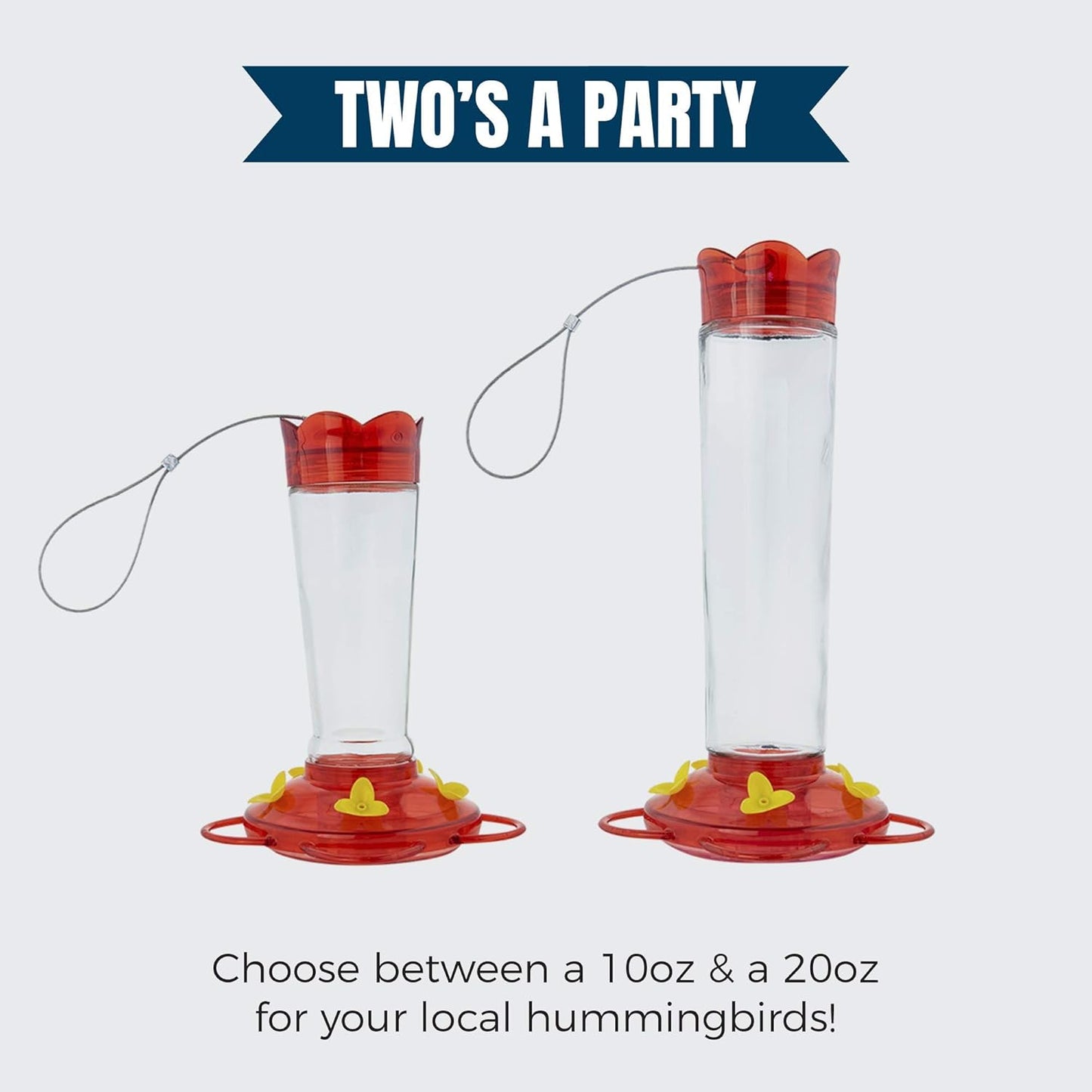 MEKKAPRO Outdoor Hummingbird Feeder Made from Glass, Hanging 5 Nectar Feeding Stations, Bright Red, Backyard Feeder (20 Ounce)