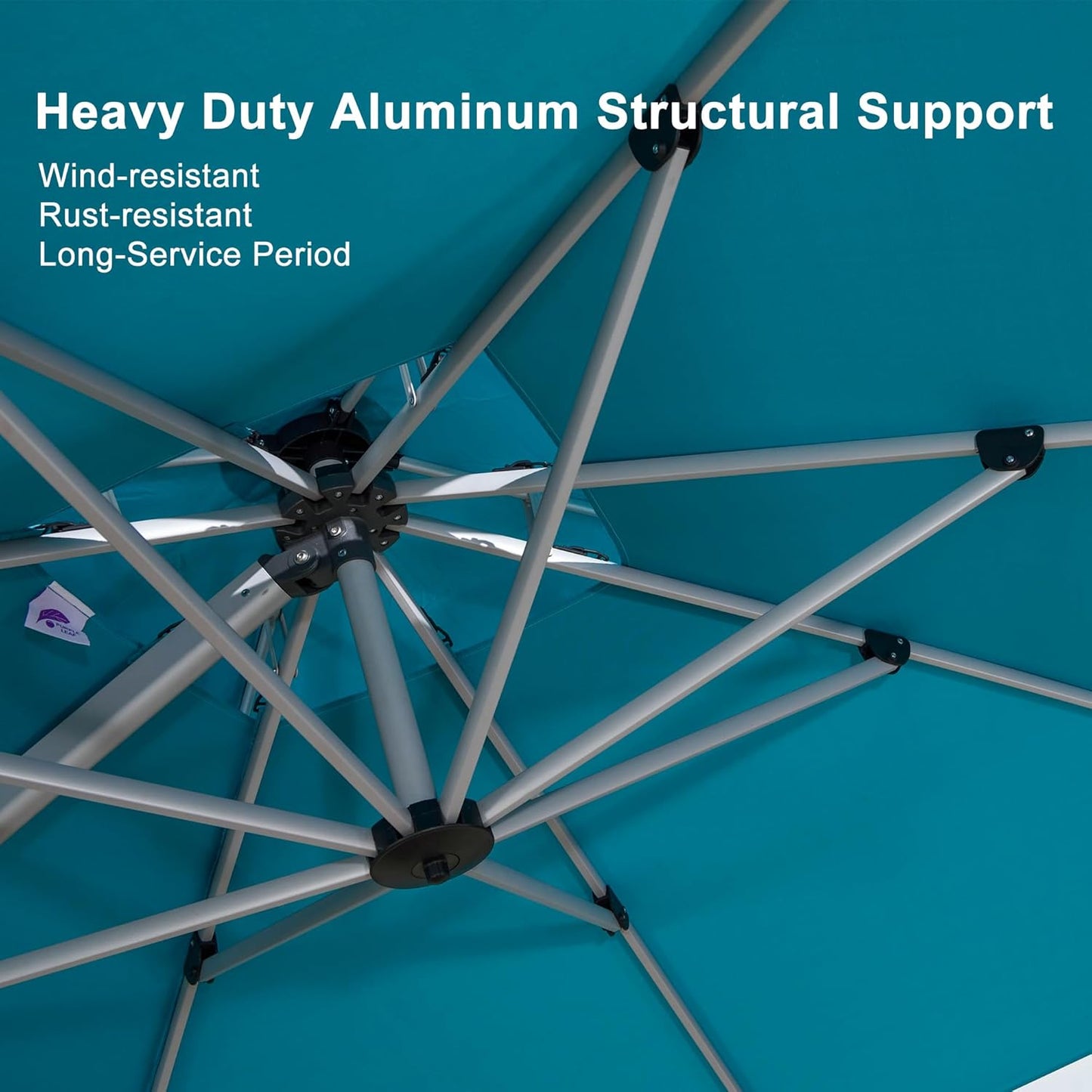 PURPLE LEAF 11 Feet Patio Umbrella Outdoor Round Umbrella Large Cantilever Umbrella Windproof Offset Heavy Duty Sun for Garden Deck Pool Patio, Turquoise Blue