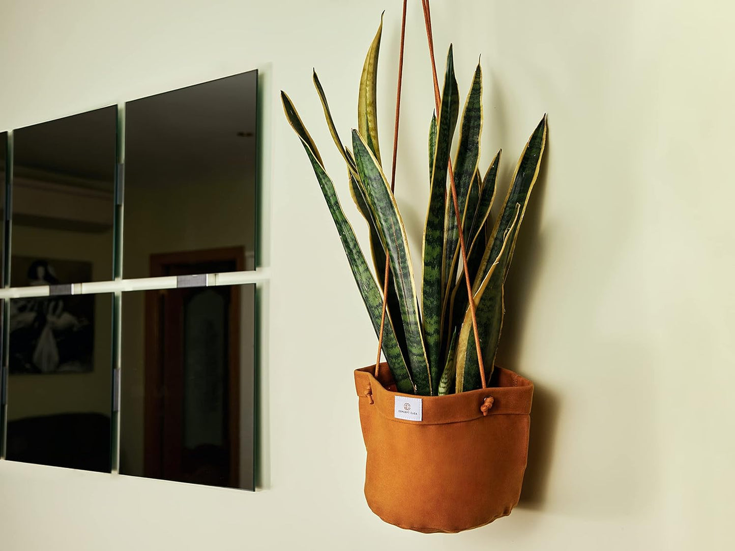 Large Waxed Canvas Handmade Hanging Planter for Indoor/Outdoor Plants, Hanging Basket Plant Holder Dijon Yellow with Hook