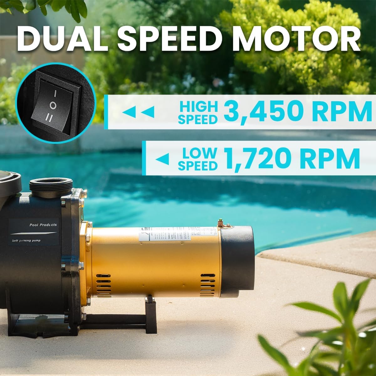 XtremepowerUS 2HP In-Ground Swimming Pool Pump Variable Speed 2" Inlet 230V High Flo w/ Slip-On Fitting