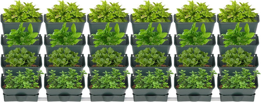 24 Pack Self Watering Wall Mounted Planter, Indoor and Outdoor Vertical Planter Wall Mounted Planter for Patio Outdoor Decor with Drainage Holes, Vertical Garden Planters for Indoor Plants- Army Green