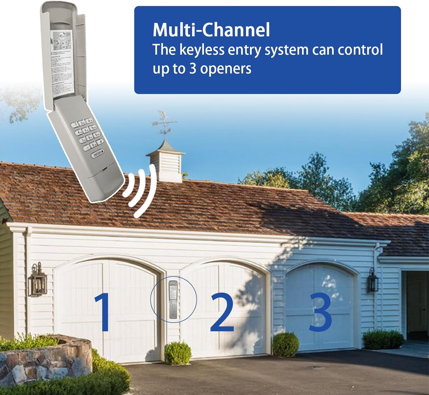 Garage Door Opener Keypad Compatible with Liftmaster Chamberlain Craftsman Garage Door Opener Universal Keypad Wireless Keyless Entry Outside Remote with 315/390 MHZ Learn Button Since 1993