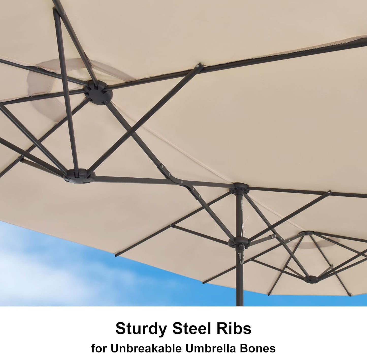 PURPLE LEAF 13ft Double-Sided Patio Umbrella with Base Included Market Rectangle Umbrella Outdoor Table Umbrella with Crank for Pool Garden Deck, Cream