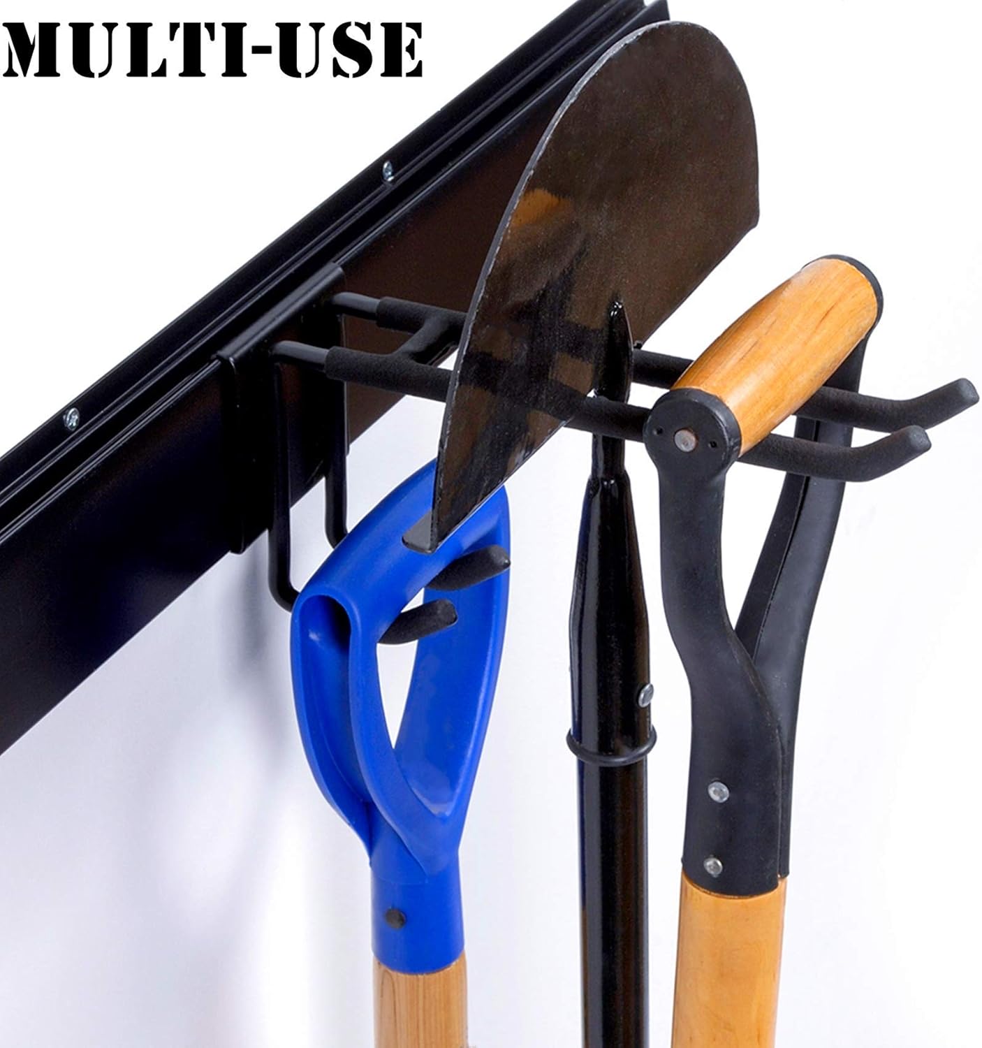 WALMANN Wall Mount Tool Organizer, Mop and Broom Holder, Garage Storage Rack, Heavy Duty Garden Tool Storage Organization System, Holds Up to 300lbs