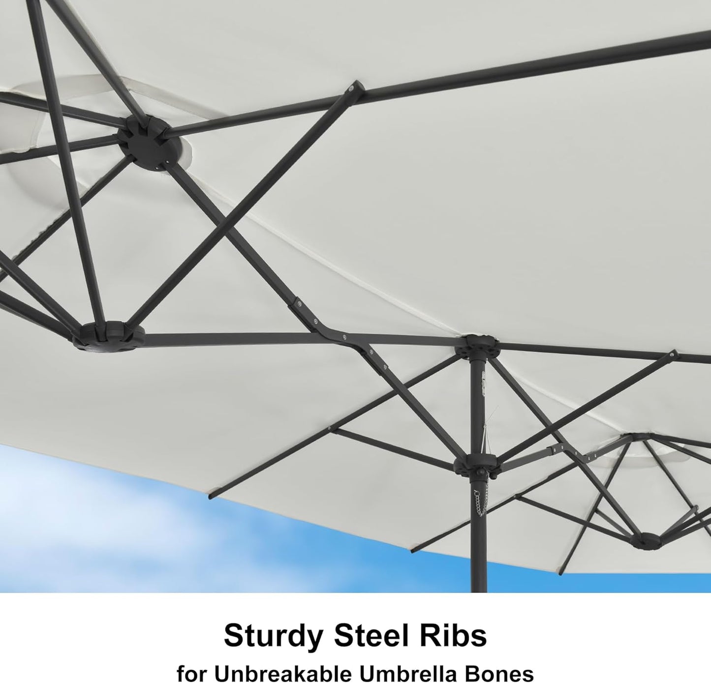 PURPLE LEAF 15ft Patio Market Umbrella with Base Included Double-Sided Rectangle Outdoor Umbrella Table Umbrella with Crank for Pool Garden Deck, Cream