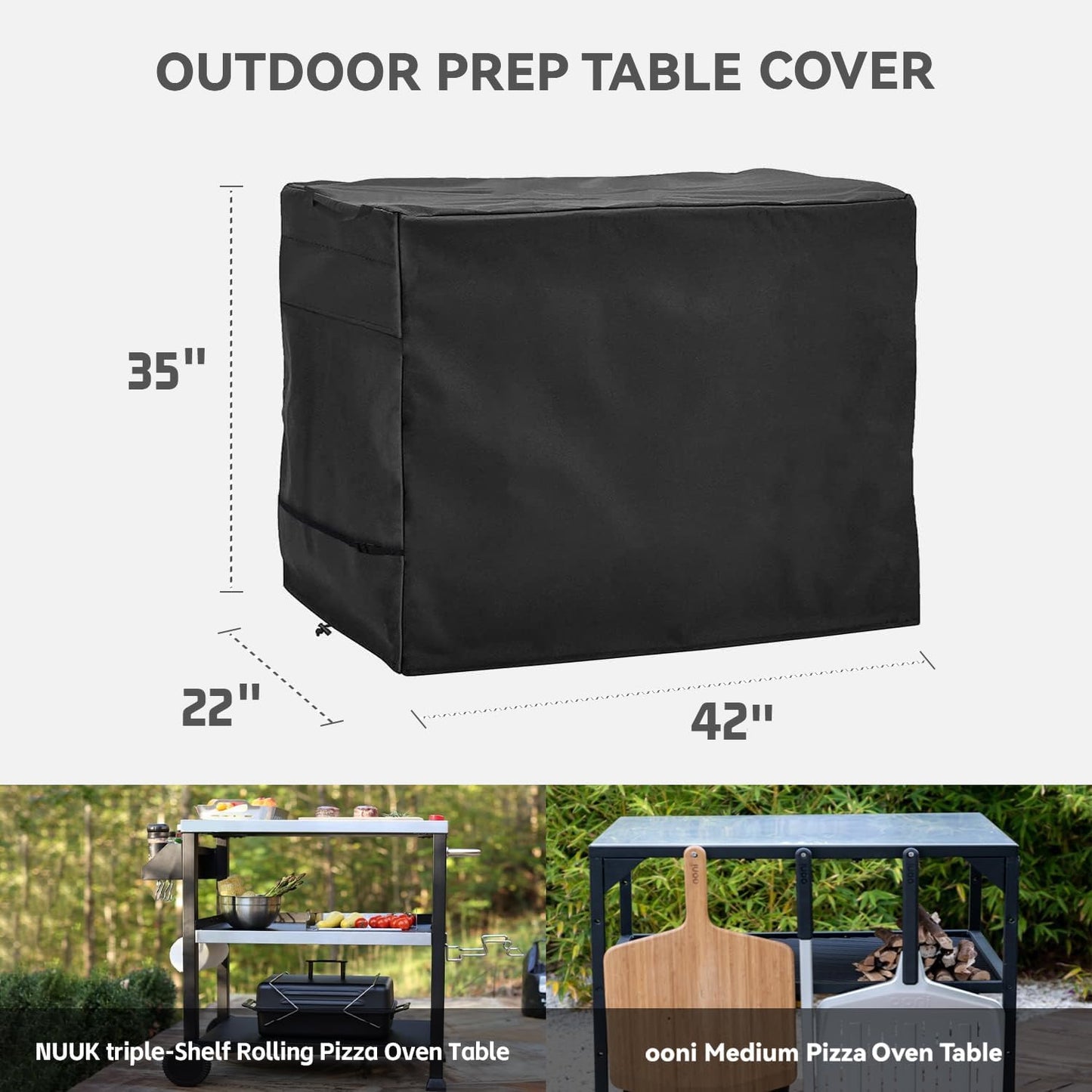 Outdoor Prep Table Cover- Heavy Duty Waterproof Cover for Outdoor Stainless Steel Table,Compatible with 42 inch Outdoor Utility Cart and Storage Cabinet Black