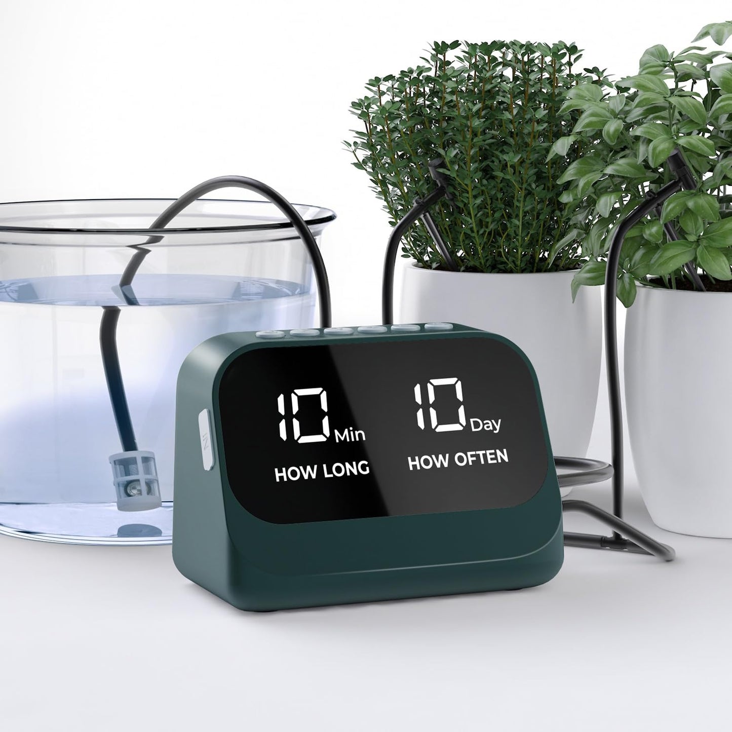 Automatic Watering System for Potted Plants, Plant Waterer, DIY Drip Irrigation Kit with Smart Timer, Waterproof LED Display & Large Capacity Battery, Precise Distribution of Water (Green)