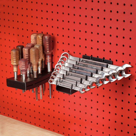Heavy Duty Black Pegboard Accessories - Screwdriver and Wrench Holder Set for Organizing Tools