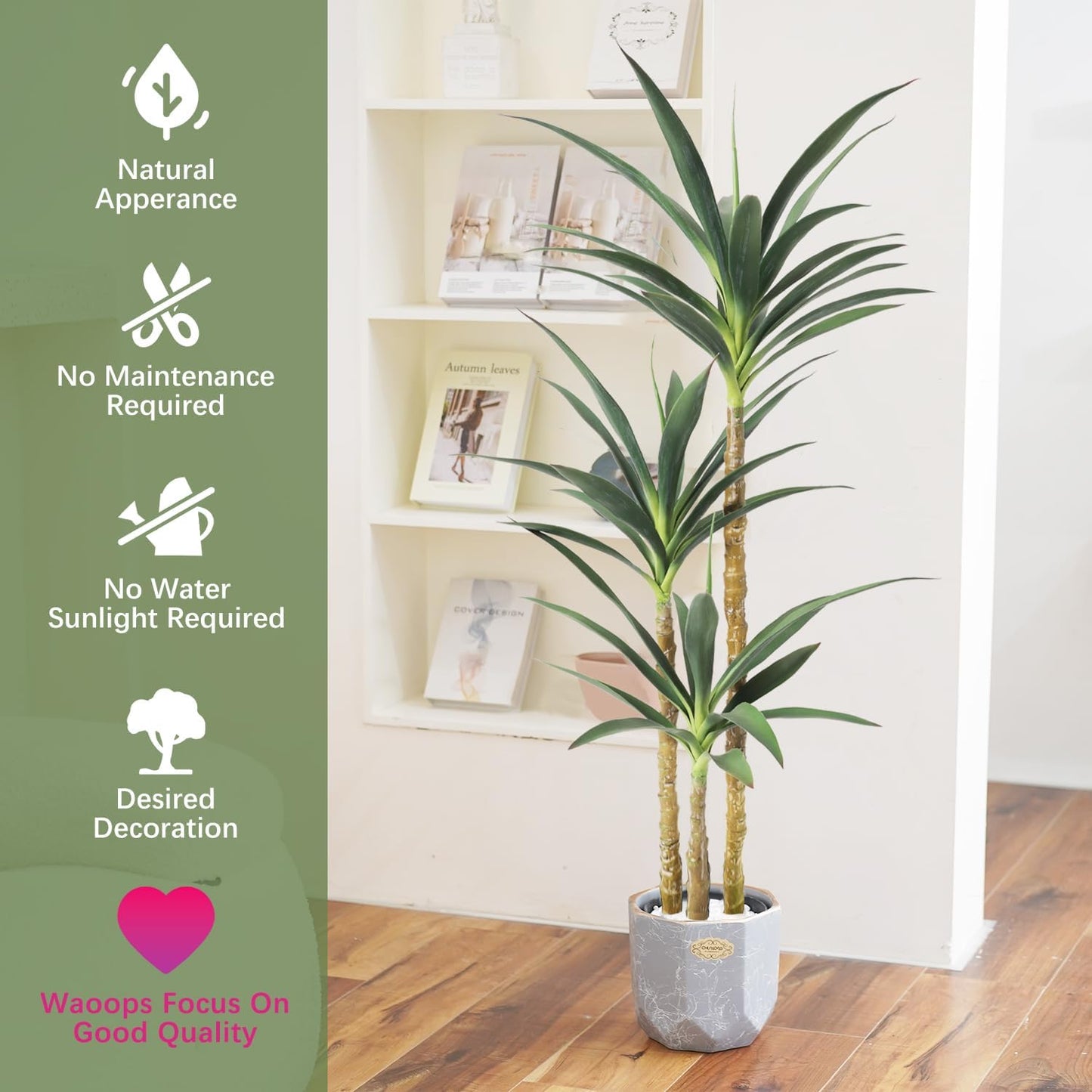 Artificial Tree 4.7Ft Faux Agave Plant with 3 Heads in Plastic Pot Fake Tree for Home Decor Indoor or Outdoor Office Decoration Housewarming Gift(4.7 Feet-1 Pack)