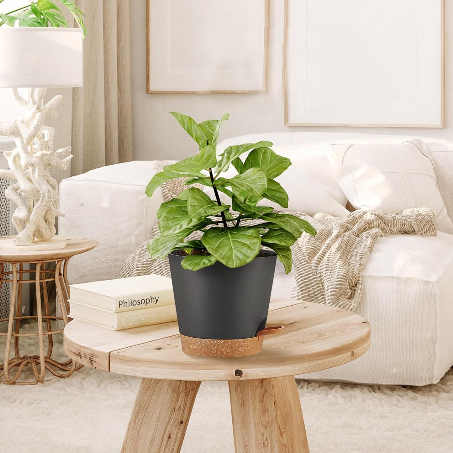 Self Watering Pots 7Pack Planting Pots for All Indoor Plants, Flower Planting Pots with Drainage Hole and Reservoir Black Plastic Succulent Planter Modern Decorations/Gift Idea