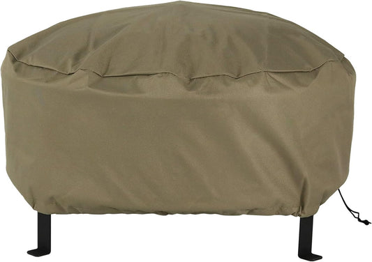 Sunnydaze Heavy-Duty Weather-Resistant Round Fire Pit Cover with Drawstring and Toggle Closure, Khaki PVC, 60 Inch Diameter