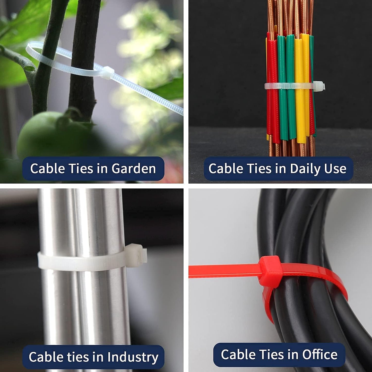 XINGO 10 Inch Cable Zip Ties (500 Pack), 40 Lbs Tensile Strength-Heavy Duty, Self-Locking Nylon Plastic Nylon Wire Ties for indoor and outdoor use (Silver)