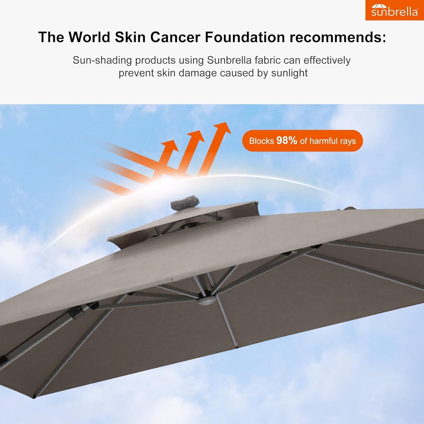 PURPLE LEAF 9' X 12' Solar Powered LED Patio Umbrella Cantilever Umbrellas Offset Double Top Hanging Outdoor Umbrella Market Umbrellas for Garden, Heather Taupe